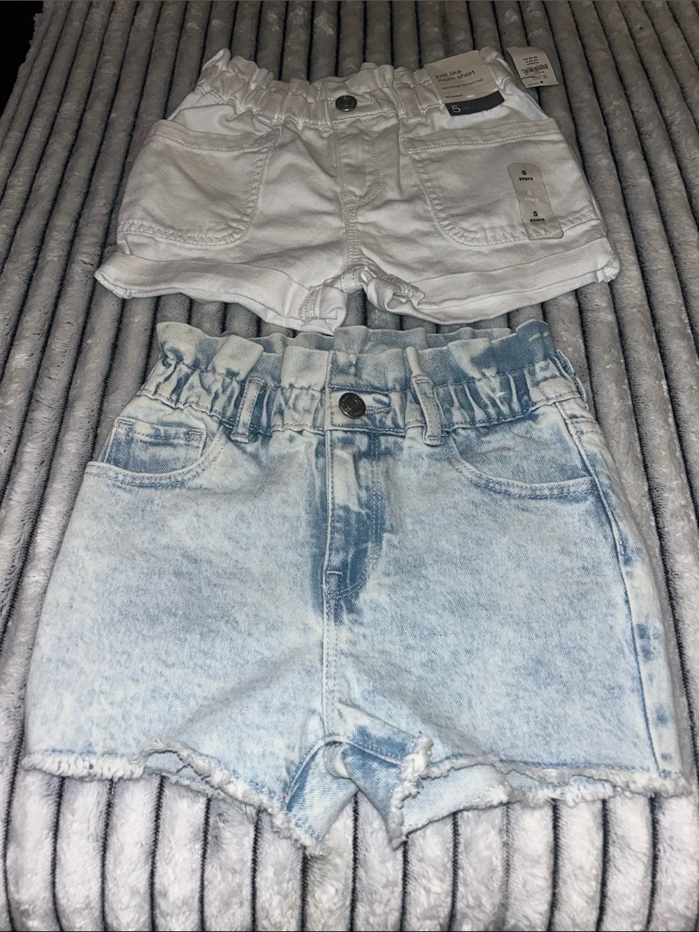 GAP White & Light Blue Girls Paperbag Waist Shorts Duo